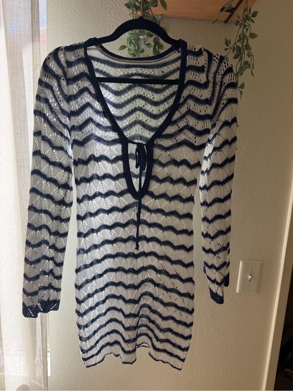 Women’s Navy and White Striped Swim Cover-Up Tunic